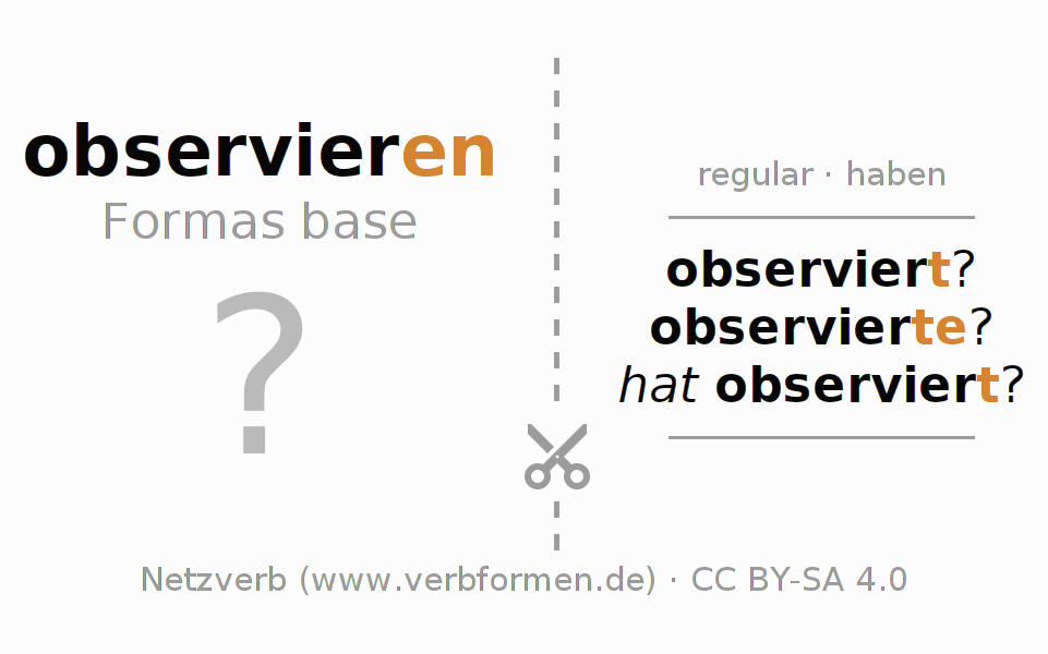 Tarjetas de aprendizaje para la conjugación del verbo observieren