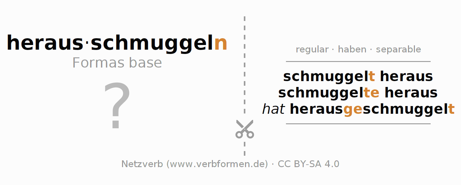 Tarjetas de aprendizaje para la conjugación del verbo herausschmuggeln