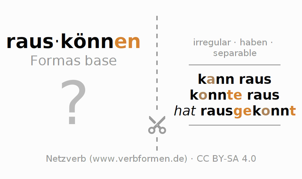 Tarjetas de aprendizaje para la conjugación del verbo rauskönnen