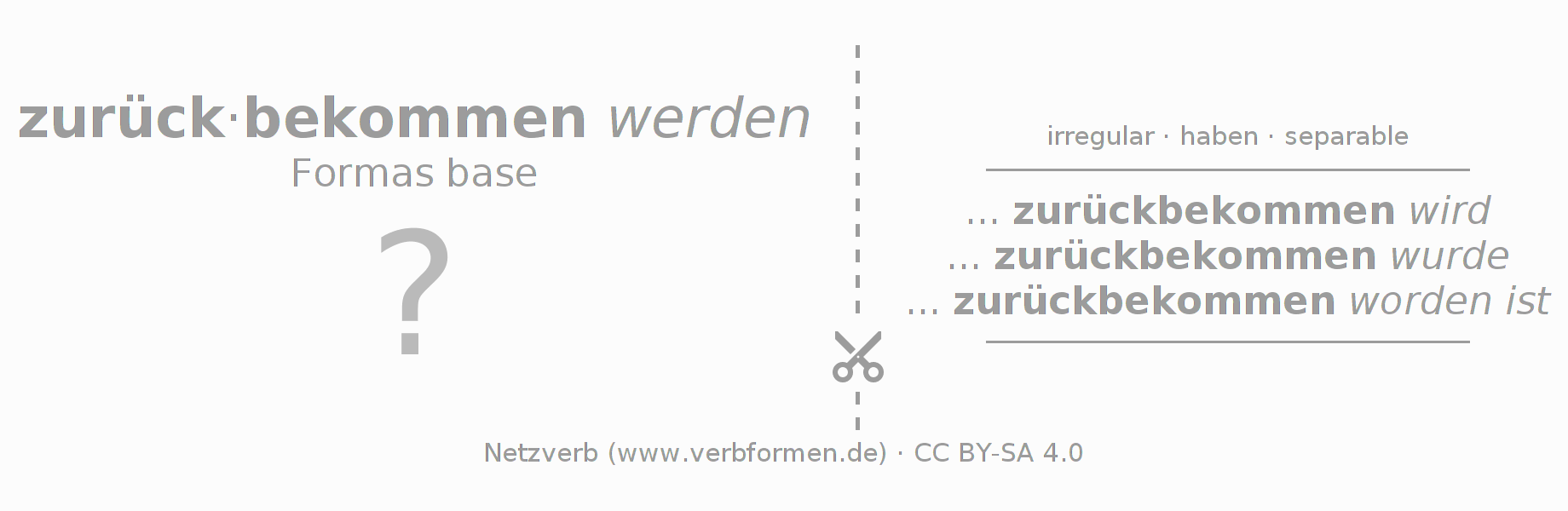 Tarjetas de aprendizaje para la conjugación del verbo zurückbekommen