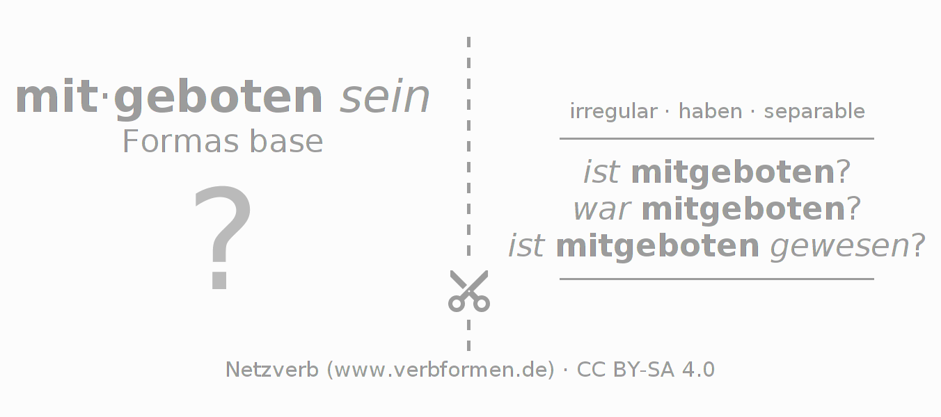 Tarjetas de aprendizaje para la conjugación del verbo mitbieten