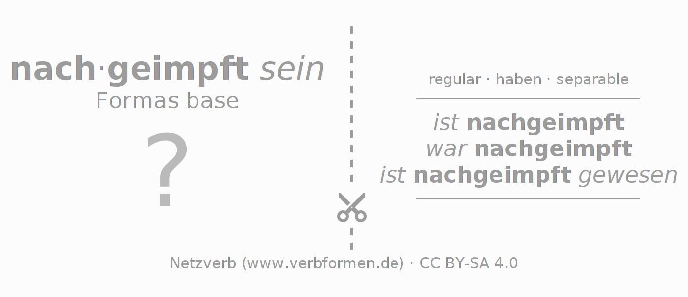 Tarjetas de aprendizaje para la conjugación del verbo nachimpfen