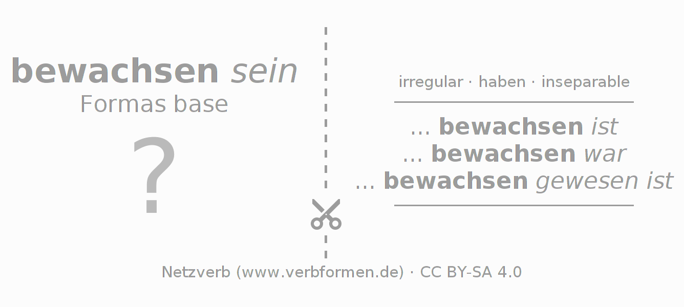 Tarjetas de aprendizaje para la conjugación del verbo bewachsen