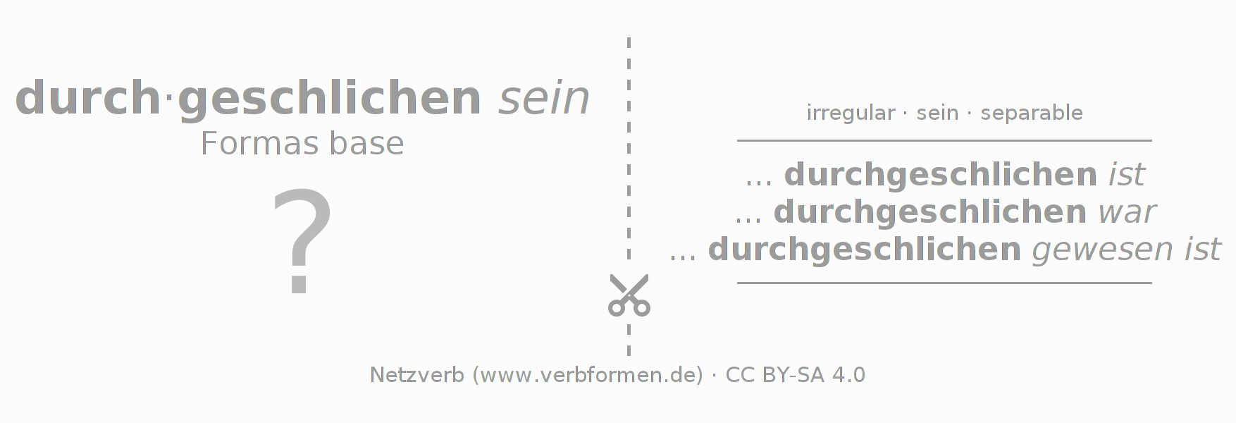 Tarjetas de aprendizaje para la conjugación del verbo durch-schleichen (ist)