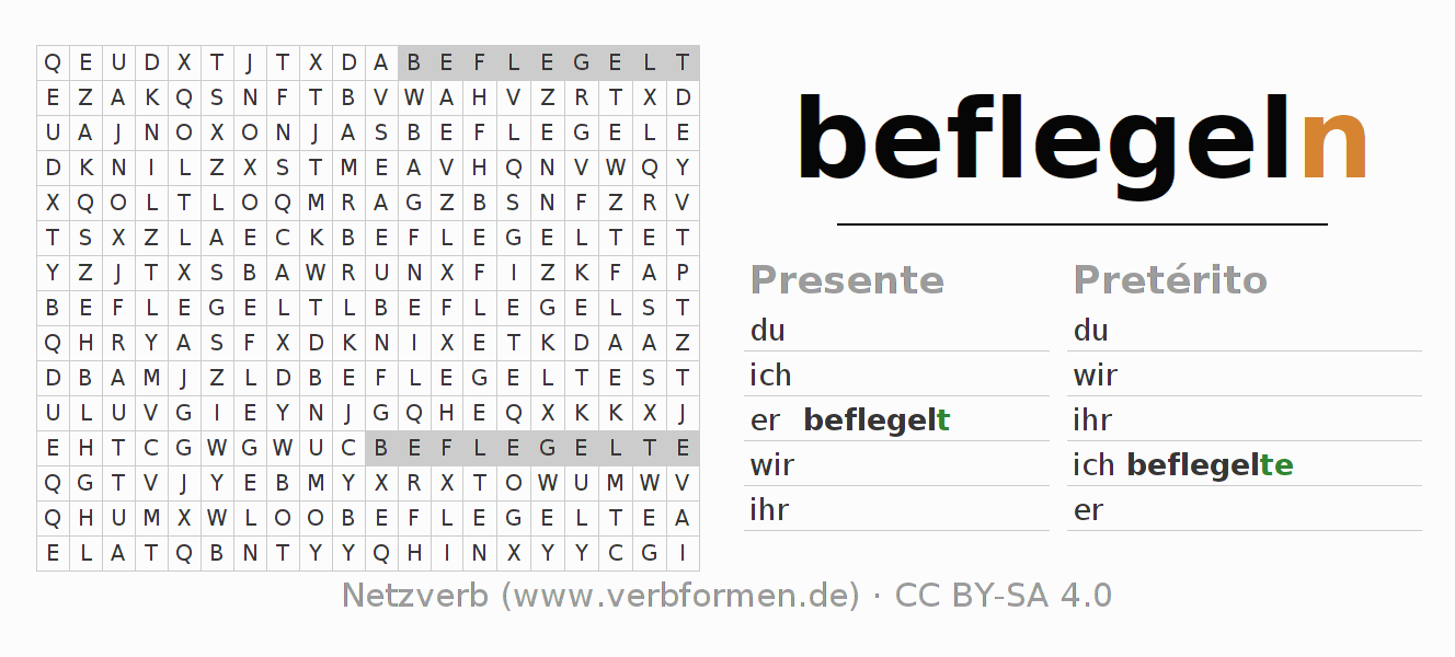 Juego de palabras cruzadas para la conjugación del verbo beflegeln