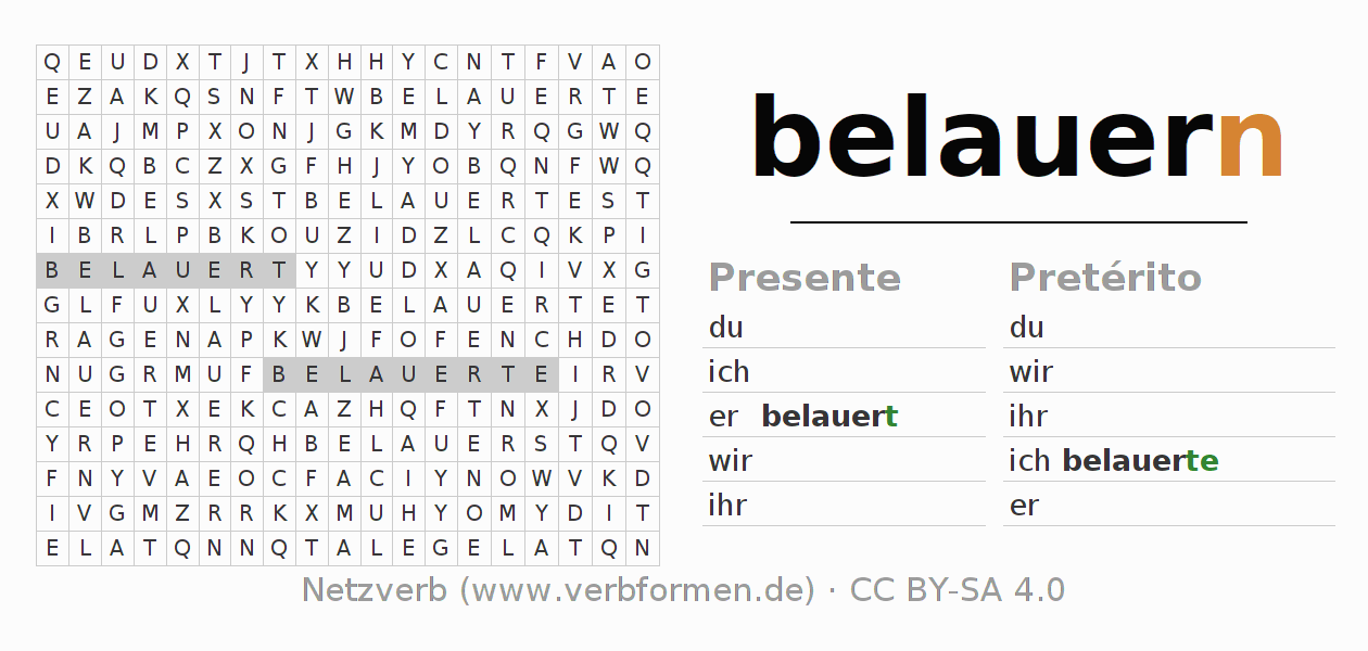 Juego de palabras cruzadas para la conjugación del verbo belauern