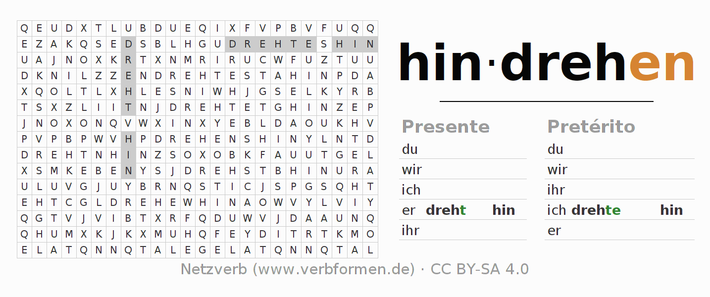 Juego de palabras cruzadas para la conjugación del verbo hindrehen
