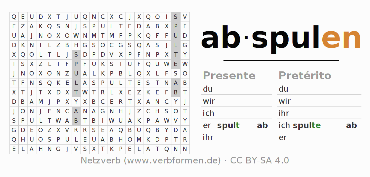 Juego de palabras cruzadas para la conjugación del verbo abspulen