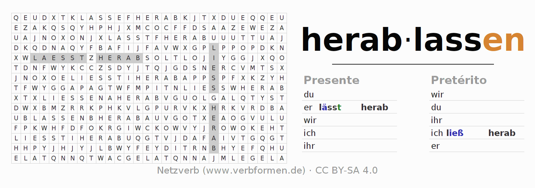 Juego de palabras cruzadas para la conjugación del verbo herablassen