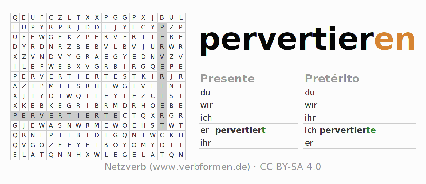 Juego de palabras cruzadas para la conjugación del verbo pervertieren (hat)
