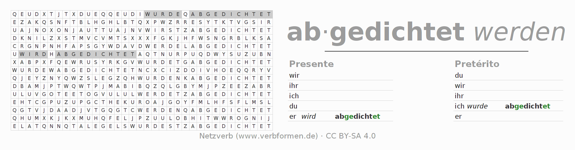 Juego de palabras cruzadas para la conjugación del verbo abdichten