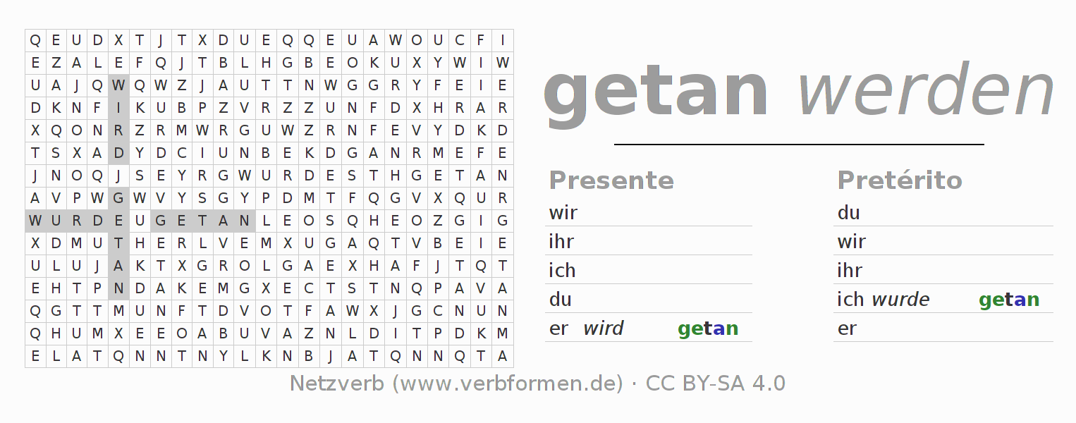 Juego de palabras cruzadas para la conjugación del verbo tun