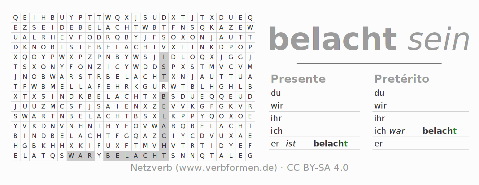 Juego de palabras cruzadas para la conjugación del verbo belachen