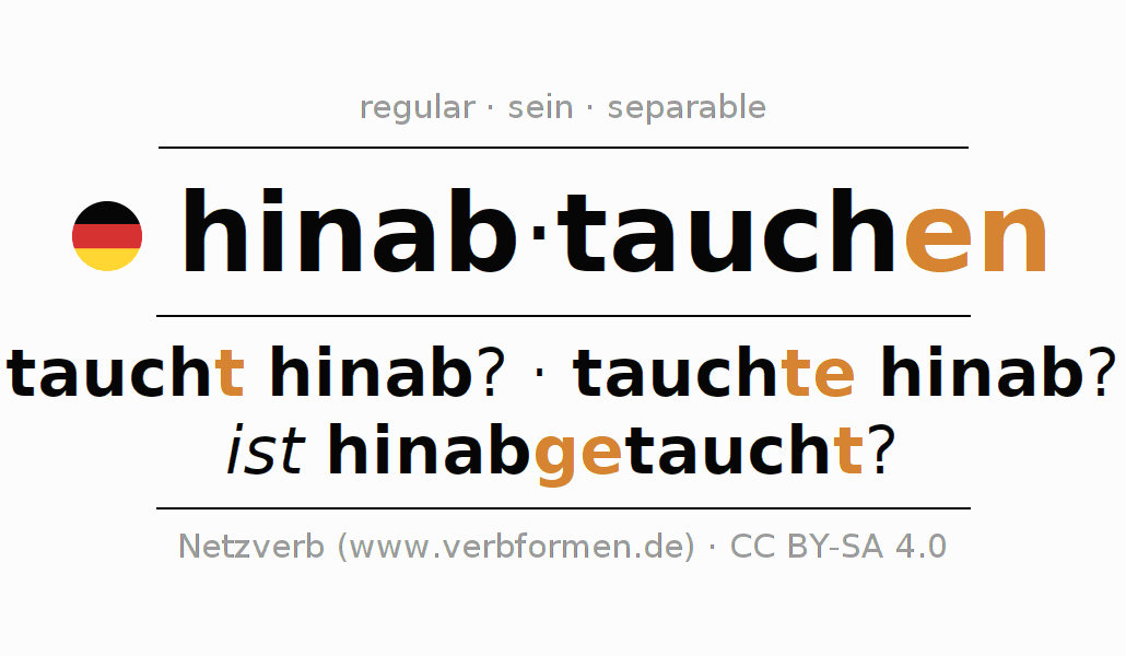 Conjugación del verbo hinabtauchen