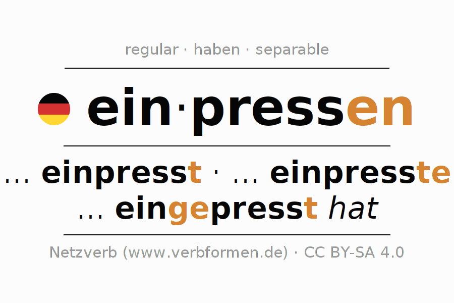 Conjugación del verbo einpressen