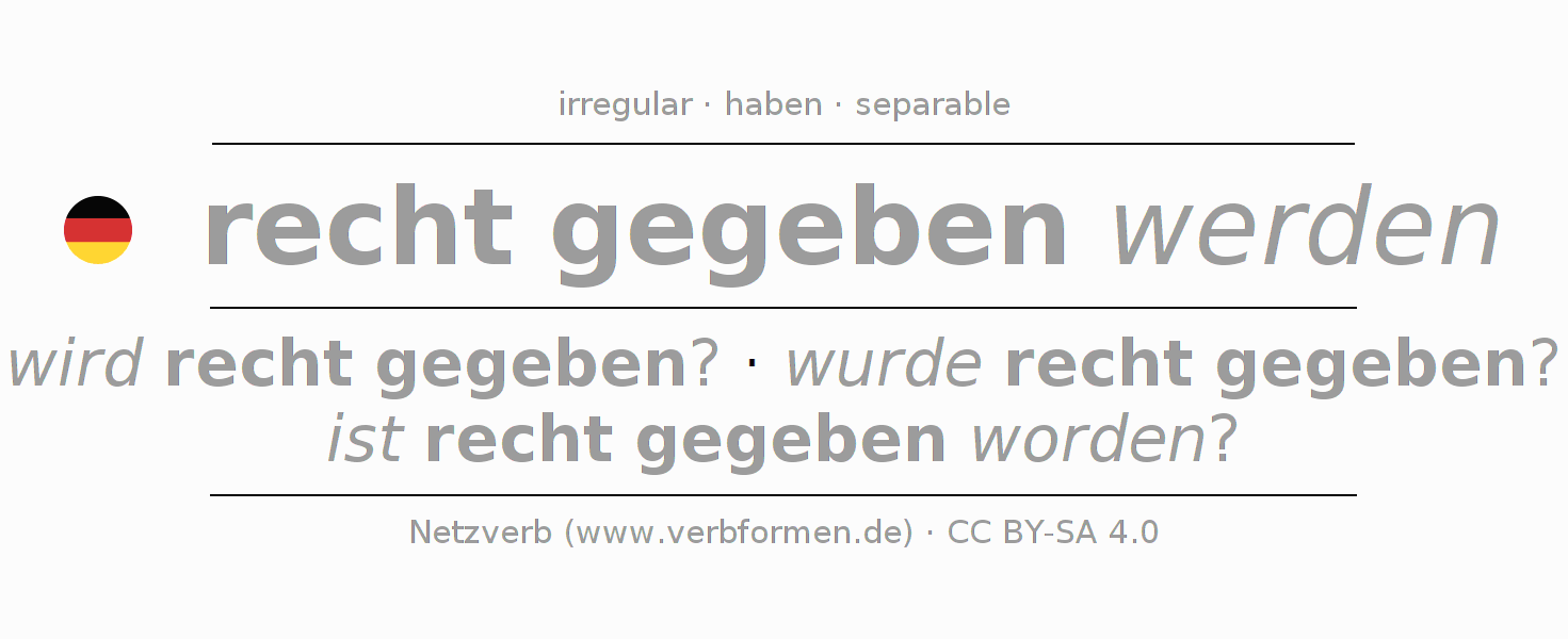 Conjugación del verbo rechtgeben
