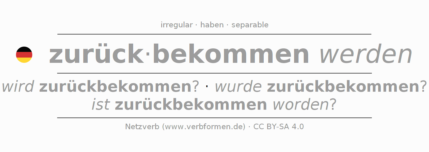 Conjugación del verbo zurückbekommen