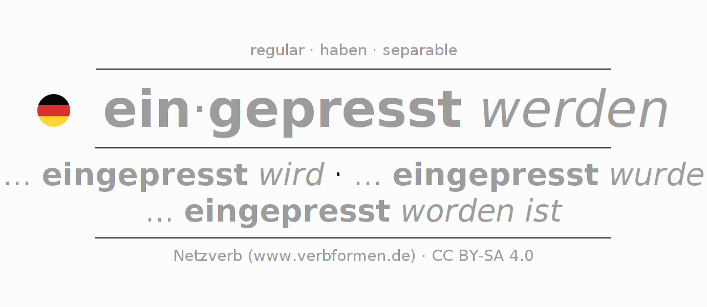 Conjugación del verbo einpressen