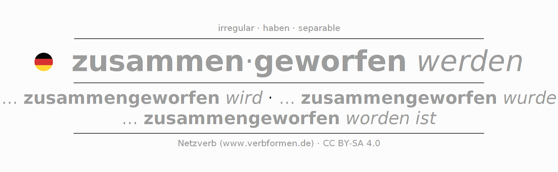 Conjugación del verbo zusammenwerfen