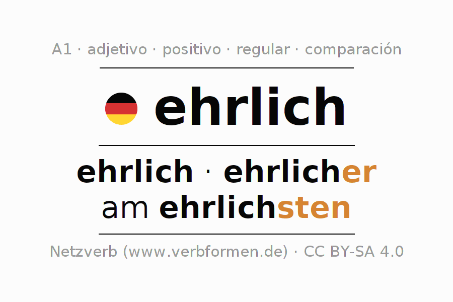 ehrlich declinación Todas las formas, exaltación, tablas, audio de voz. Netzverb Diccionario